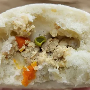 Inside my steamed Chicken Manapua.