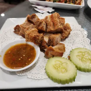 Moo Krob - Pork Belly  Notes: It might look dry from the outside but it's soft and juicy on the inside.