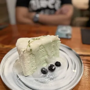Young Coconut Pandan Crepe Cake