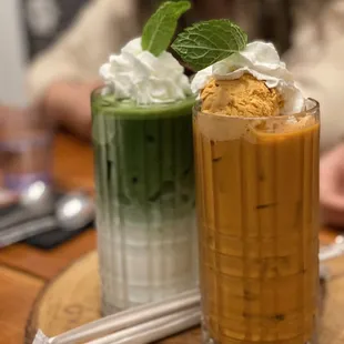 Matcha Float &amp; Thai Tea Float  @phidingthefam