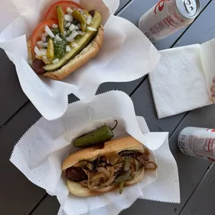 Chicago hotdog and LA street hotdog