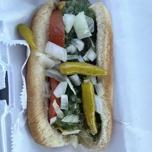 Chicago Style Dog - the relish and chilis work great together