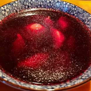 Borscht with meat dumplings