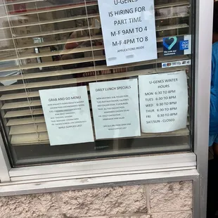 signs in window