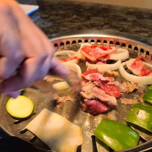 a person cooking food