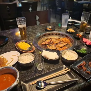 a variety of foods on a table