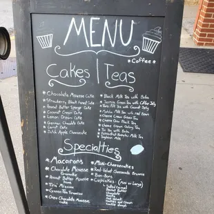 a menu on a chalkboard