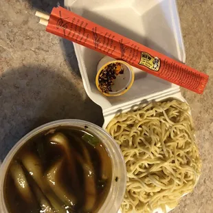 Beef noodle soup takeout