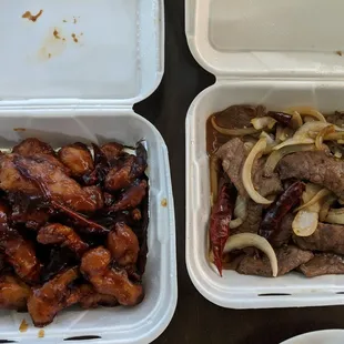 General tsao chicken and Mongolian beef.  Looks nothing like the previous pictures.