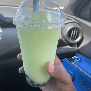 Honeydew Slush with Boba