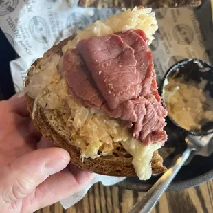 Corned beef Reuben with very little corned beef (this was half of the sandwich)