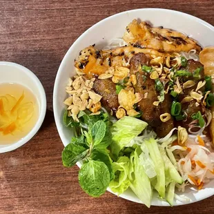 Grilled Shrimp, Pork &amp; Egg Roll Vermicelli Bowl