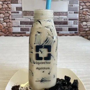 Grass Jelly Milk Tea