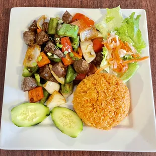 Sauteed Shaken Beef Rice Plate