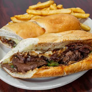 a sandwich and french fries on a plate