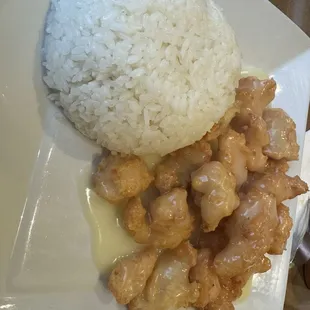 Coconut chicken with white rice