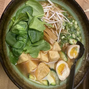 Vegetable ramen added tofu and egg