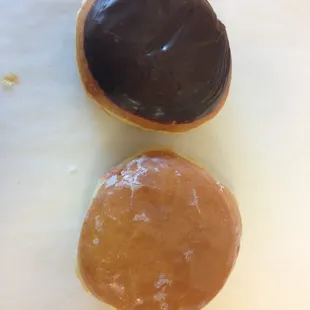 The raspberry and custard chocolate cream filled donut.