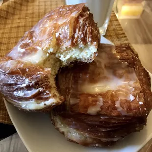 Another version of a &quot;cronut&quot; = donut wrapped in phyllo dough then drenched in super sweet glaze.