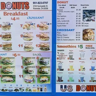  a menu for breakfast