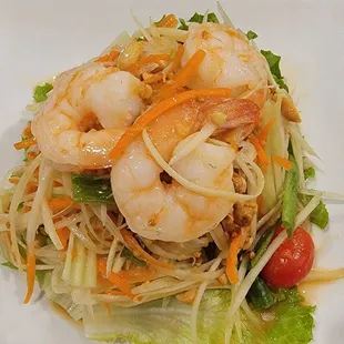 a shrimp and vegetable salad