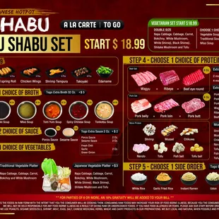 A la carte Menu/Mini Shabu $18.99
Everyday all day