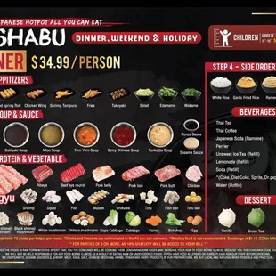 Dinner menu