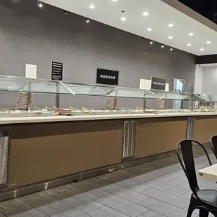 Part of the food bar for the shabu. There is another shorter one against the wall for cooked foods.  Tye meats are ordered via the server.