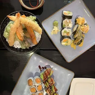 Tempura Appetizer, Summer Maki Roll, Ebi Mango Maki, Spicy Salmon Maki Roll, Dragon Maki