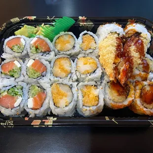 Philly Maki Roll, Spicy White Tuna Maki Roll, and Shrimp Tempura Maki Roll