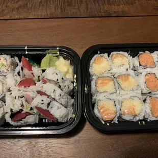 Snow crab maki, jalapeño tuna maki, spicy salmon maki, spicy tuna maki