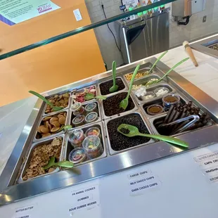 a variety of desserts on display