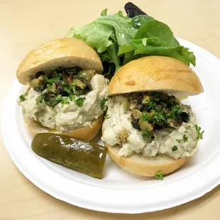 Baba ghanoush on house made rolls, w/ olive tapenade