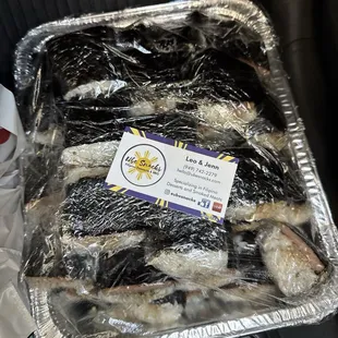 Spam musubis cut in half