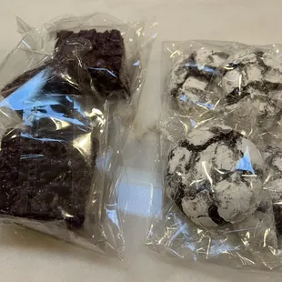 Ube rice crispy treats (left) and Ube crinkles (right).  Highly recommend both!