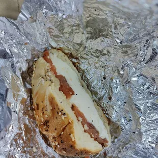 Lox toasted on everything bagel