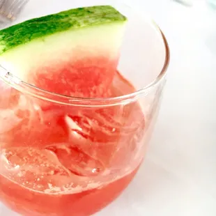 Watermelon with vodka and mint.