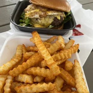 Original UBP Burger with some Large Fries