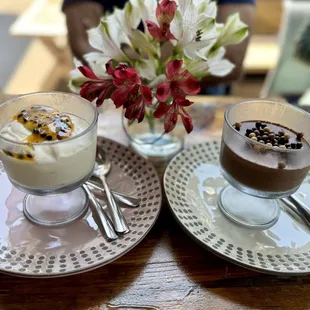 Passion fruit and dark chocolate mousse $12 each