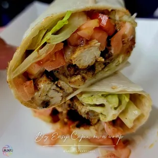 a burrito cut in half