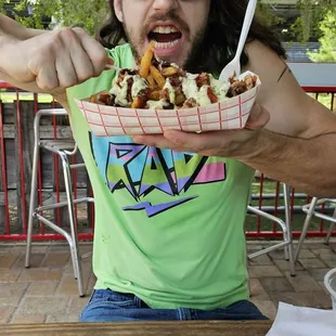Pulled pork loaded fries