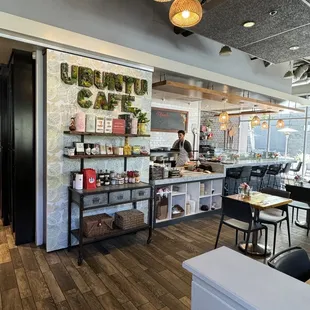 Inside seating and kitchen