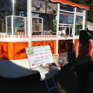 orange and white food truck