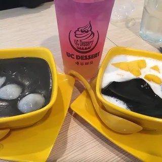 Q04. Sesame Mochi Rice Balls, Almond Paste and Honey Lemon Tea Combo