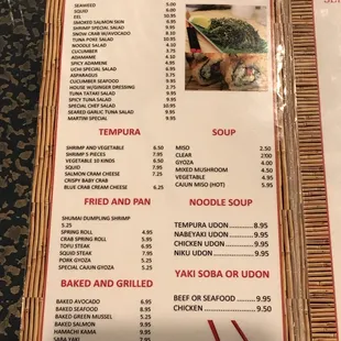 menu, sushi and sashimi