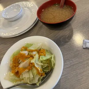 Salad and miso soup