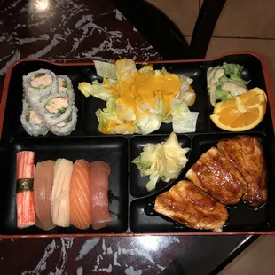 Salmon Teriyaki and sushi combo