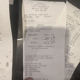 The forged receipt. I did not write this.