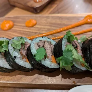 Close up of short rib roll