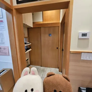 Return your used dishes and trays to the left... convenient restroom on the right